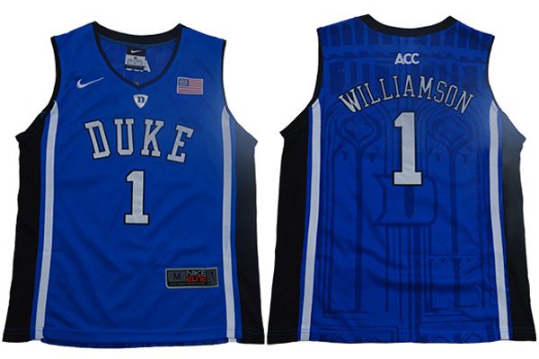 Youth Duke Blue Devils 1 Williamson Blue Elite Nike NBA NCAA Jerseys